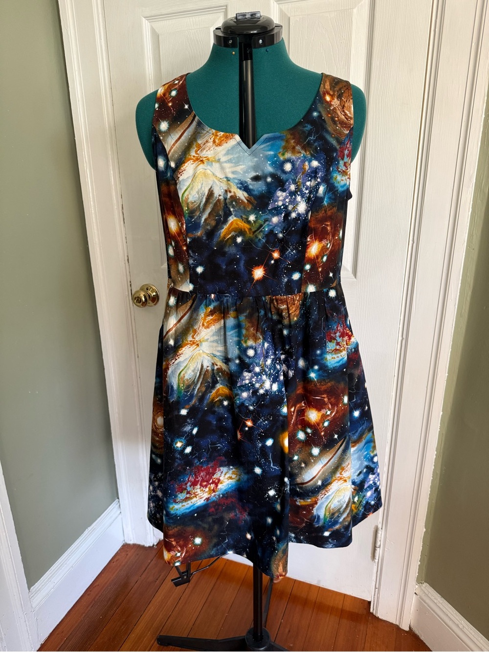ModCloth Galaxy Print Sleeveless Dress-XL